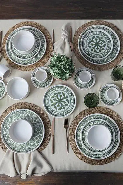 KERAMIKA Timeless Green Stackable Yemek / Kahvaltı Takımı 20 Parça 4 Kişilik