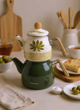 Bambum Unique Bambu Kulplu Emaye Çaydanlık Takımı Herb