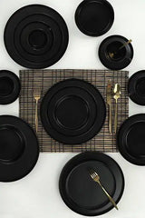 KERAMIKA Mat Siyah Stackable Yemek/Kahvaltı Takımı 20 Parça 4 Kişilik