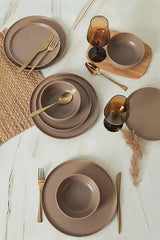 KERAMIKA Nordic Mat Toprak Taupe Yemek Takımı 18 Parça 6 Kişilik 977