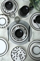 KERAMIKA Keraart Black Pattern Nordic Yemek Takımı 24 Parça 6 Kişilik 21478