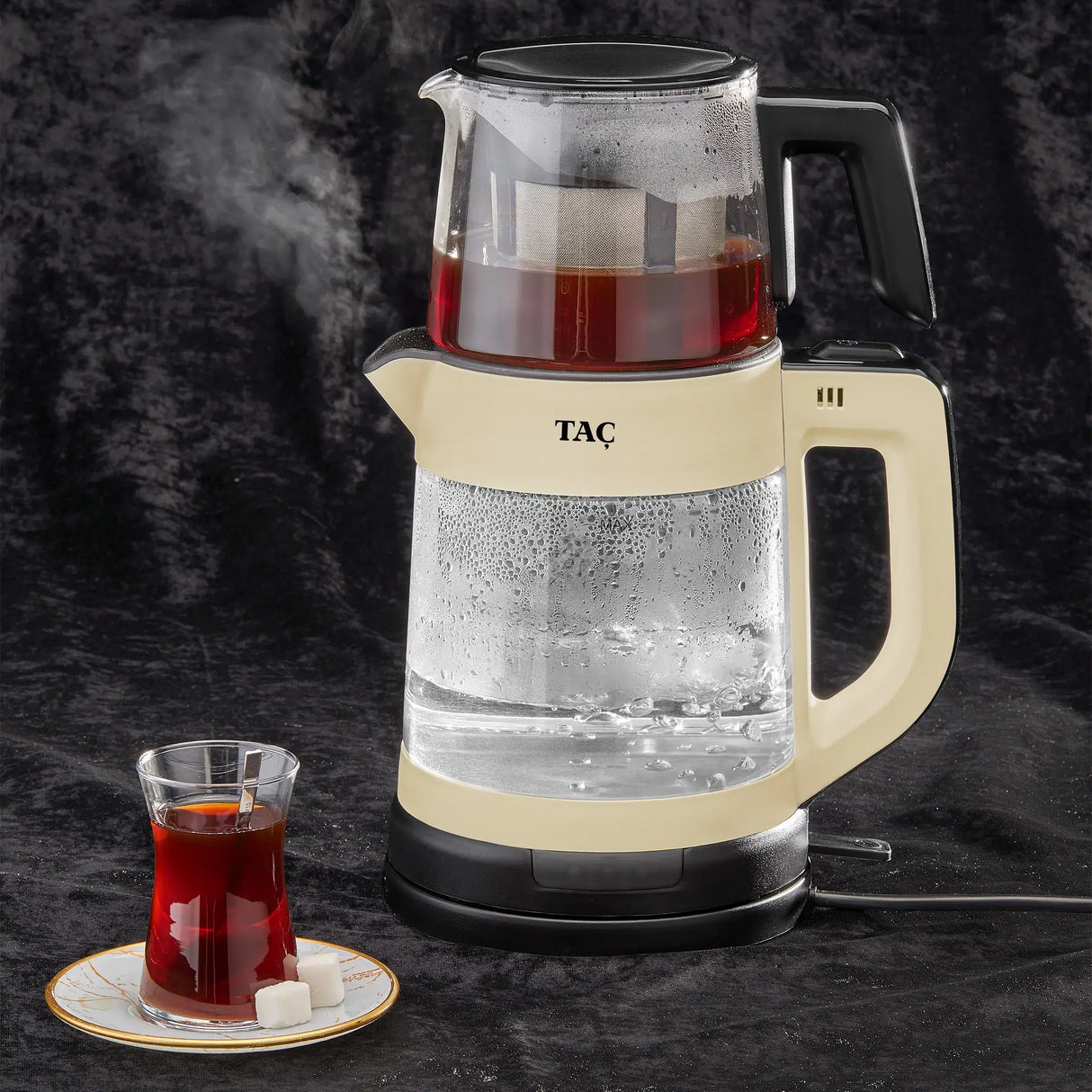 TAC EV Glassdem Çay Makinesi Krem