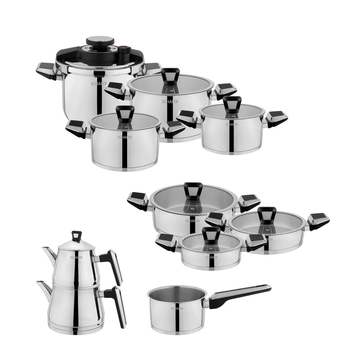 SCHAFER Premium Çelik Çeyiz Seti 18 Parça - Inox