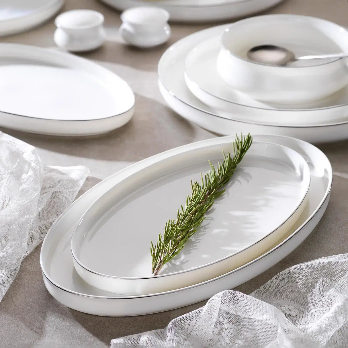 SCHAFER Superfine Bone Lumiere Platin Yemek Takımı - 56 Parça