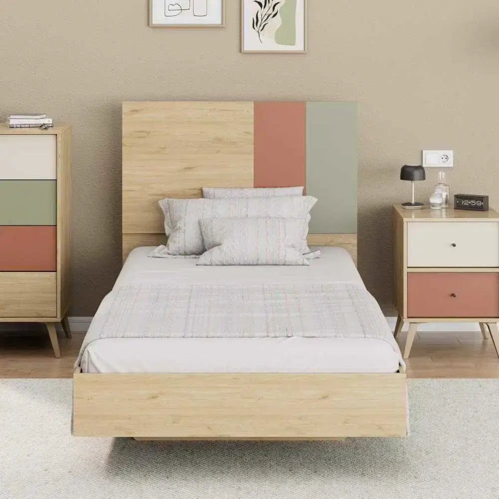 ADORE Terra Tek Kişilik Karyola-Florida Meşe/Karışık Renk 107x110x205 cm