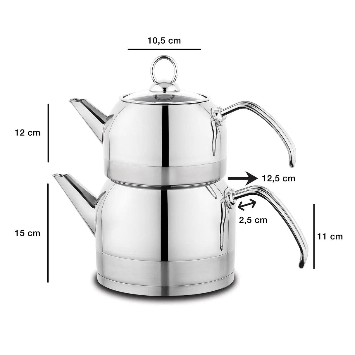 SCHAFER Ada Çaydanlık Takımı Büyük 4 Parça - Inox