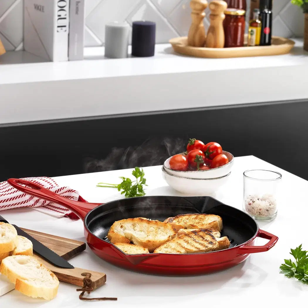 SCHAFER Guss Chef Döküm Yuvarlak Grill Kirmizi Tava 28cm - 1 Parça