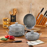 TAC EV MasterCook Tombik Gri Metal Sapli Tencere Seti  - 7 Parça