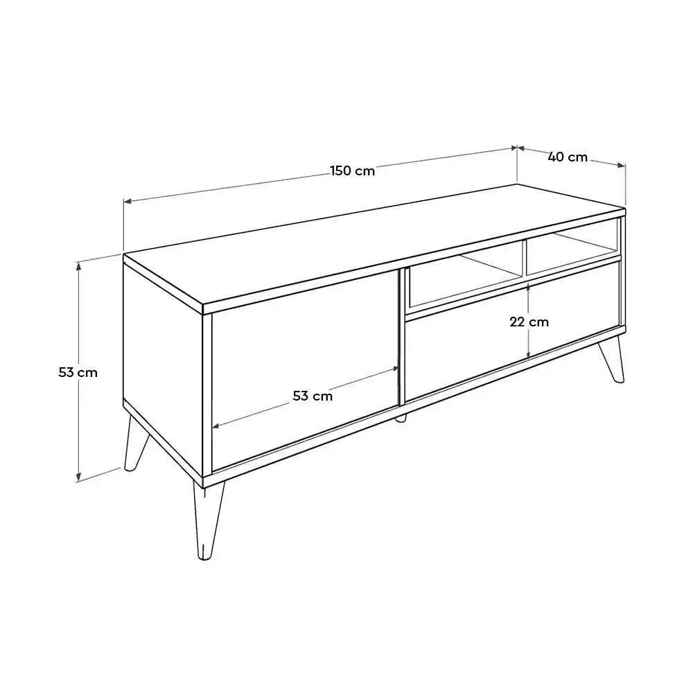 ADORE Retro Wide Tv Sehpası - Açık Ceviz (Tori) 150x53x40 cm