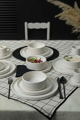 KERAMIKA Mat Beyaz Stackable Yemek/Kahvaltı Takımı 20 Parça 4 Kişilik
