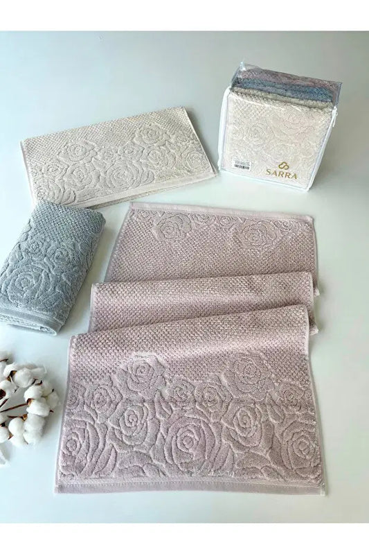 SARRA Gül 6'li Set El Ve Yüz Havlusu - 50x90cm