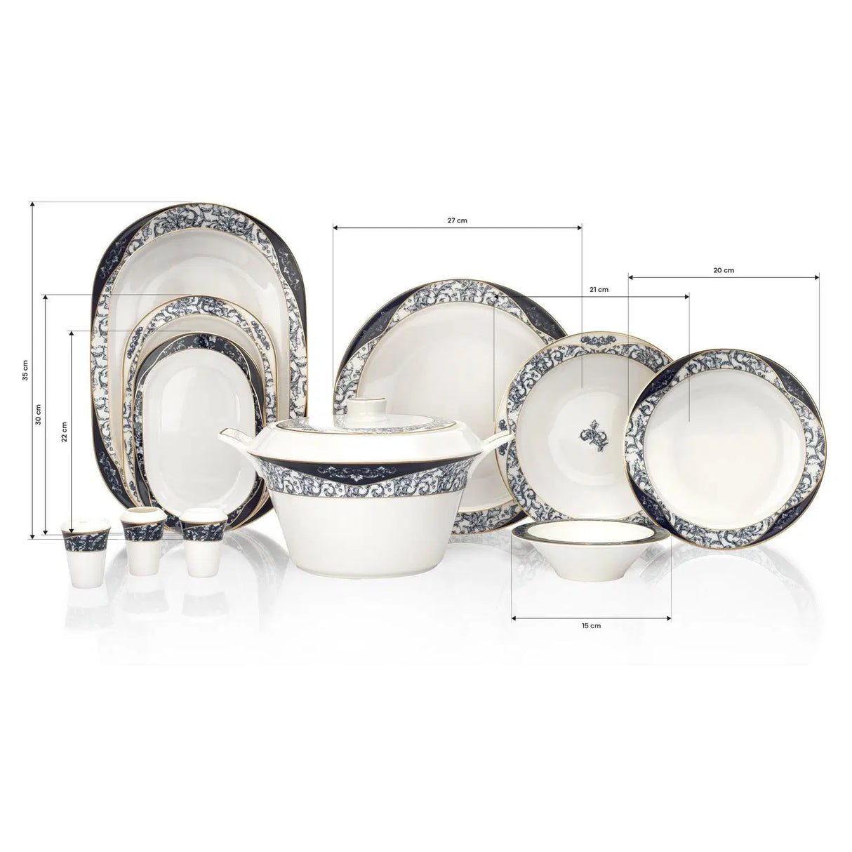 SCHAFER Tılsım Lace Lacivert Yemek Takımı - 60 Parça