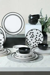 KERAMIKA Keraart Black Pattern Nordic Yemek Takımı 24 Parça 6 Kişilik 21478