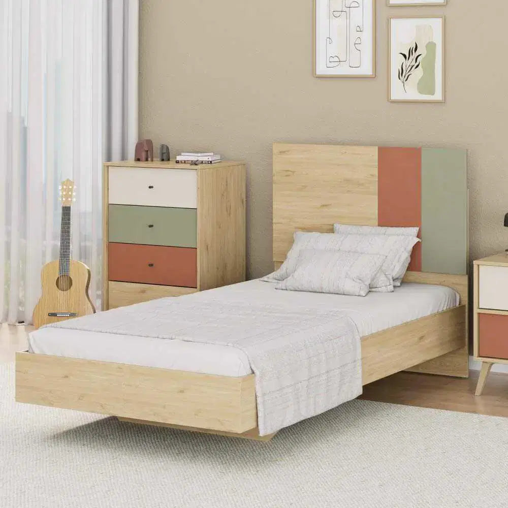 ADORE Terra Tek Kişilik Karyola-Florida Meşe/Karışık Renk 107x110x205 cm