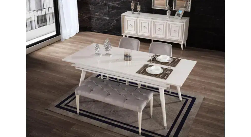 FLYMOB Elegant Beyaz Yemek Odası
