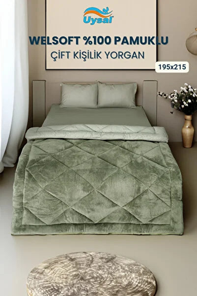 UYSAL WELSOFT AKFİL ÇİFT KİŞİLİK YORGAN YEŞİL 195x215