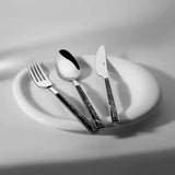 NEHIR Tulip Siyah - 18 Parça Çatal Bıçak Kaşık Takimi
