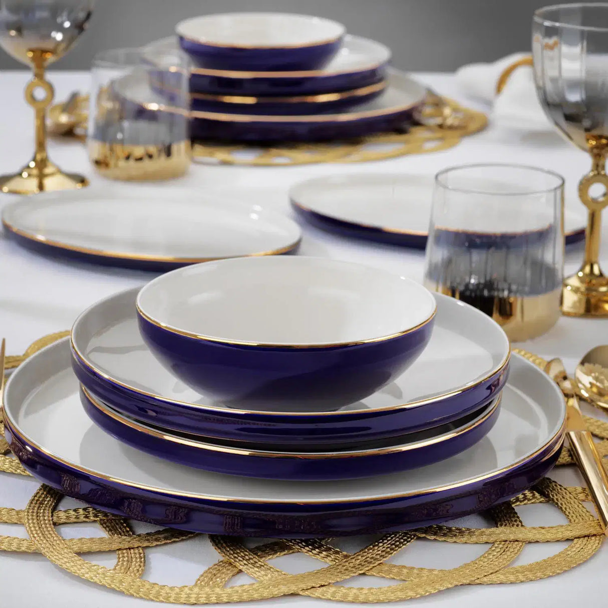 SCHAFER Adel Navy Blue Lacivert Yemek Takımı - 56 Parça