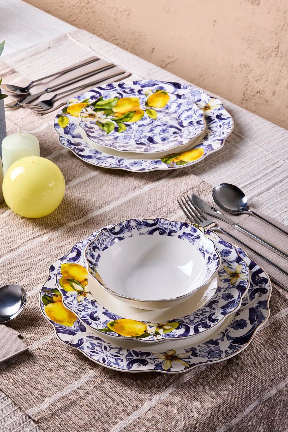 PEROTTI Porselen Limone Bone - 24 Parça Yemek Takimi