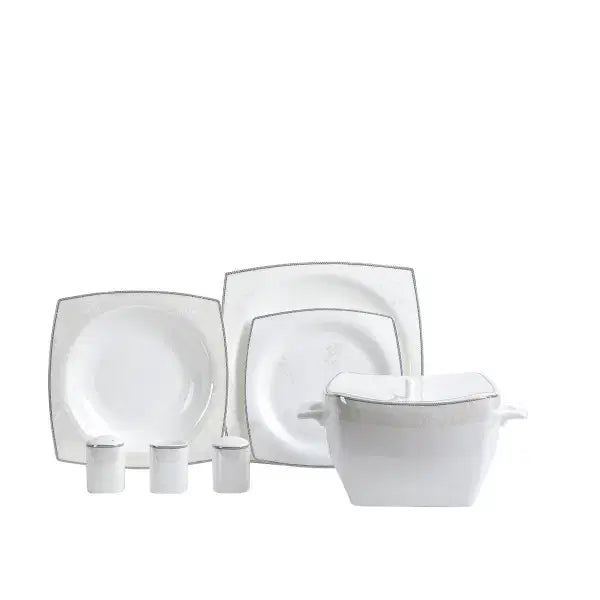 KORKMAZ Bone Collection 60 Parça Kare Yemek Takımı A8464