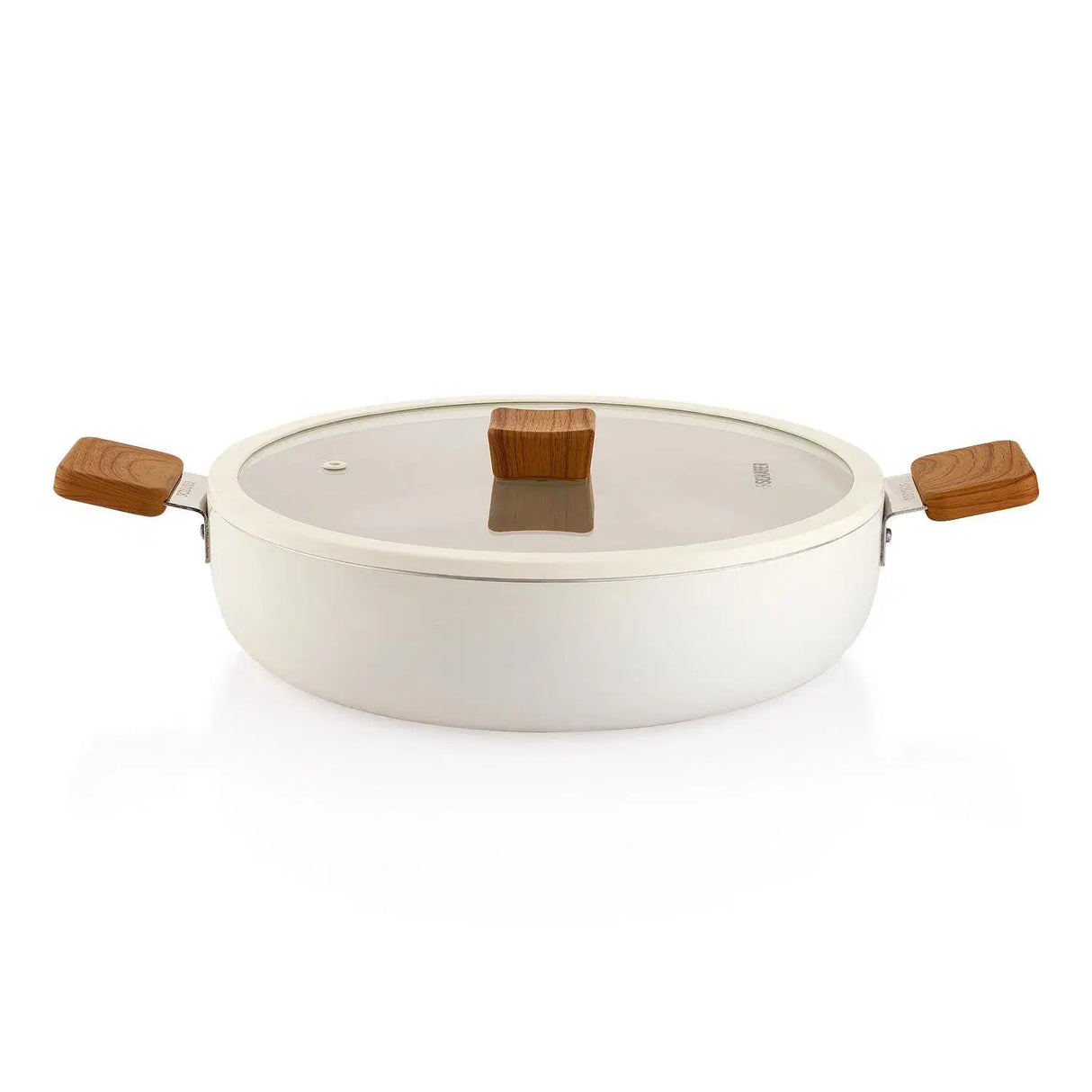 SCHAFER Ceramoni Seramik Basık Krem Tencere - 30cm
