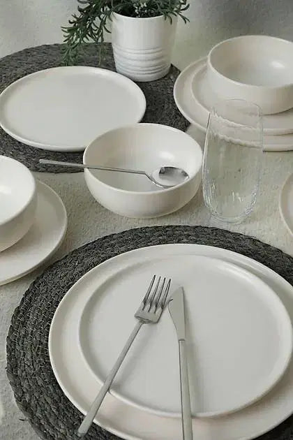 KERAMIKA Nordic Mat Beyaz Yemek Takımı 18 Parça 6 Kişilik 022