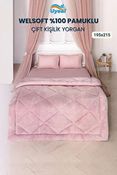 UYSAL WELSOFT AKFİL ÇİFT KİŞİLİK YORGAN PUDRA 195x215