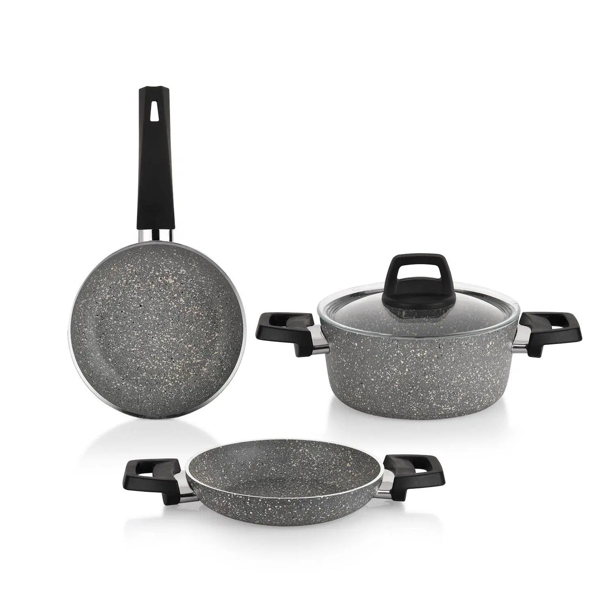 SCHAFER Eternal 3'lü Set Gri Tencere 18cm+Sahan 18cm+Tava 18cm