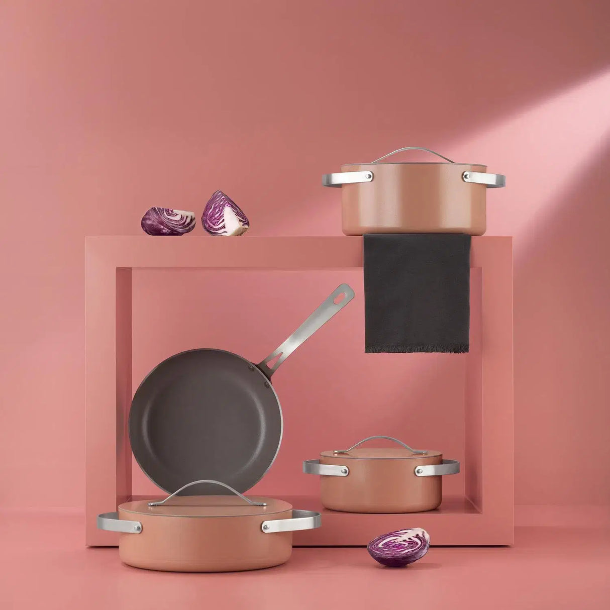 SCHAFER  Moonlight Seramik Tencere Seti - 7 Parça Rosegold