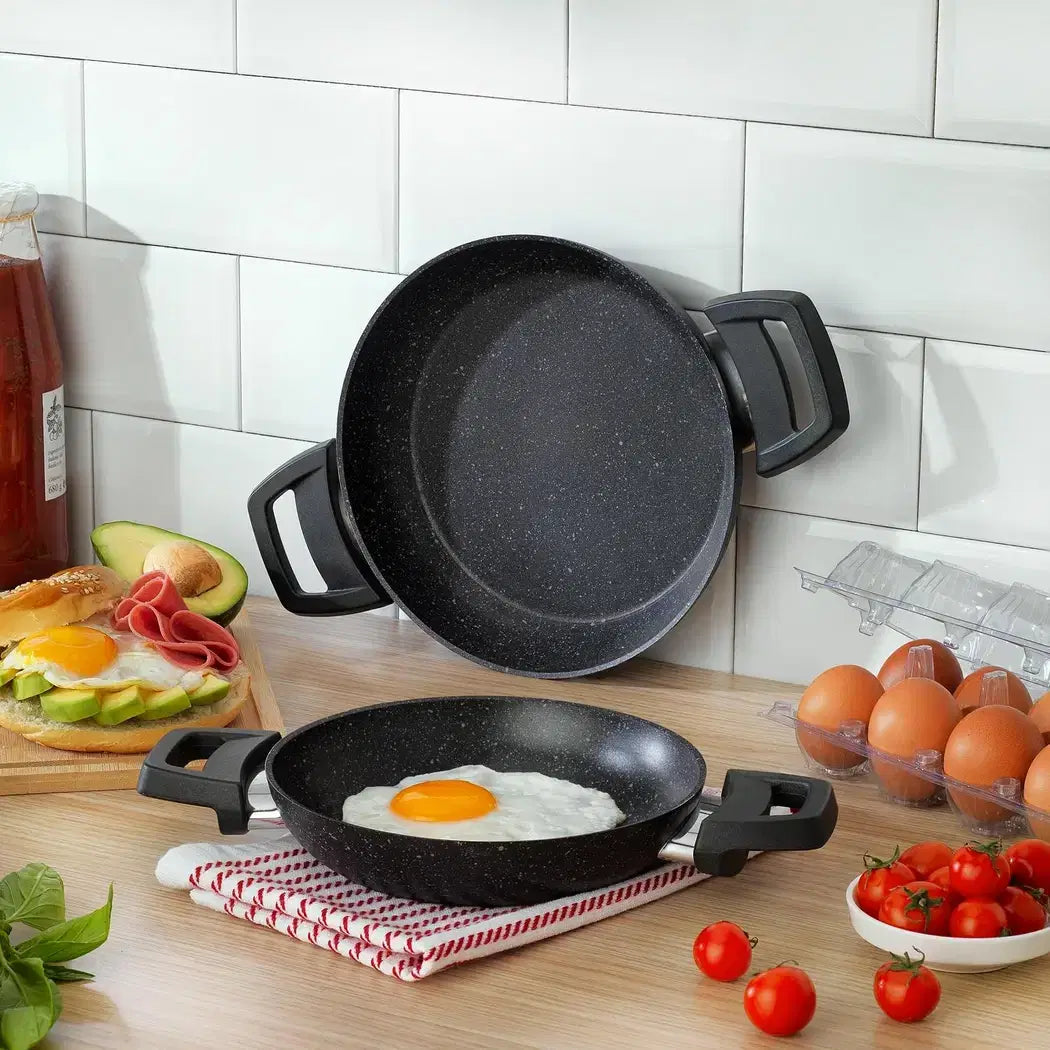 SCHAFER Black Stone 2'li Siyah Sahan Seti 18+22cm