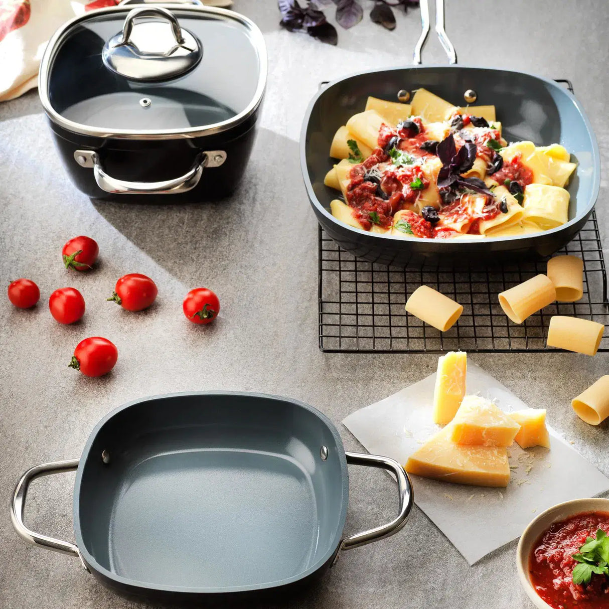 SCHAFER Gastronomie Master Seramik Derin Tencere 20Cm - Siyah/Gri