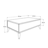 ADORE Retro Dikdörtgen Orta Sehpa - Açık Ceviz (Tori) 110x45x65 cm