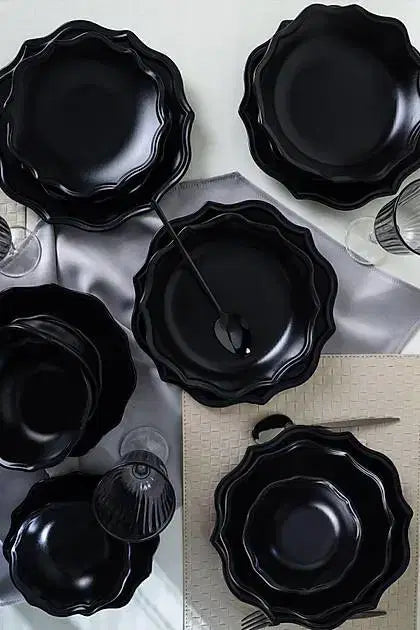 KERAMIKA Mat Siyah Romeo Yemek Takımı 24 Parça 6 Kişilik 956