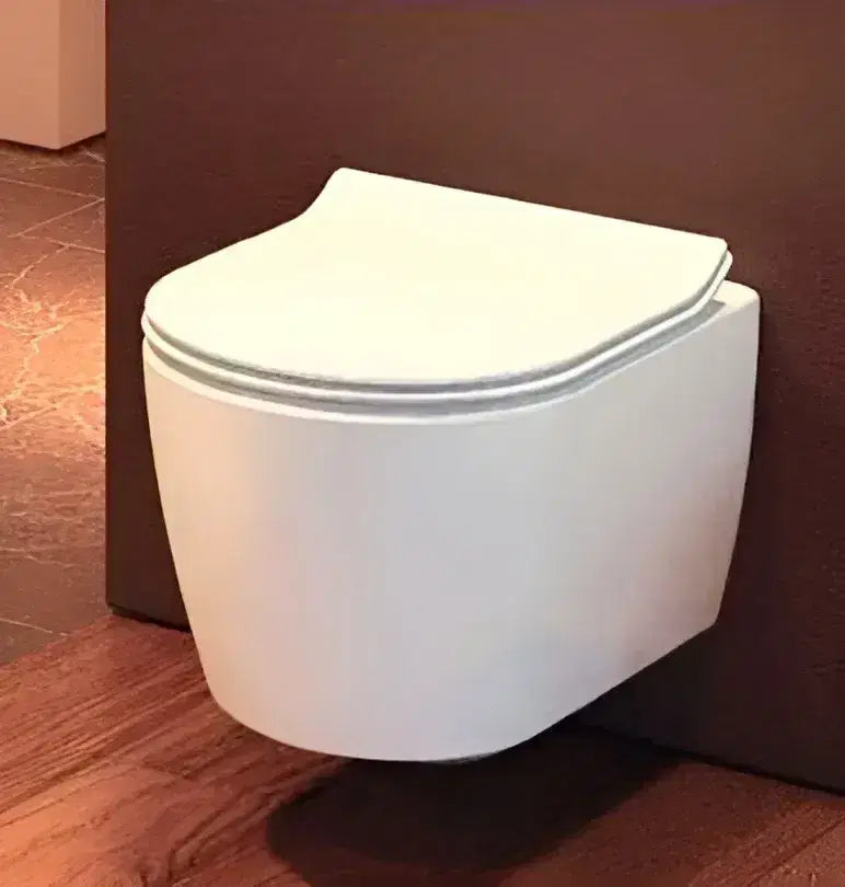 Duvara Asılı Rimsiz Klozet, Entegre Musluklu (Soğuk)  Ultra İnce Duroplast Yavaş