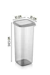 PEROTTI Outlet Locky Şeffaf 12'li 1750 ml Kare Erzak Saklama Kabı