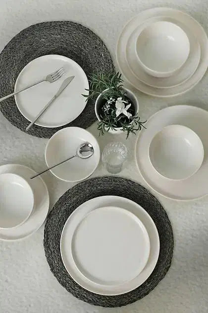 KERAMIKA Nordic Mat Beyaz Yemek Takımı 18 Parça 6 Kişilik 022