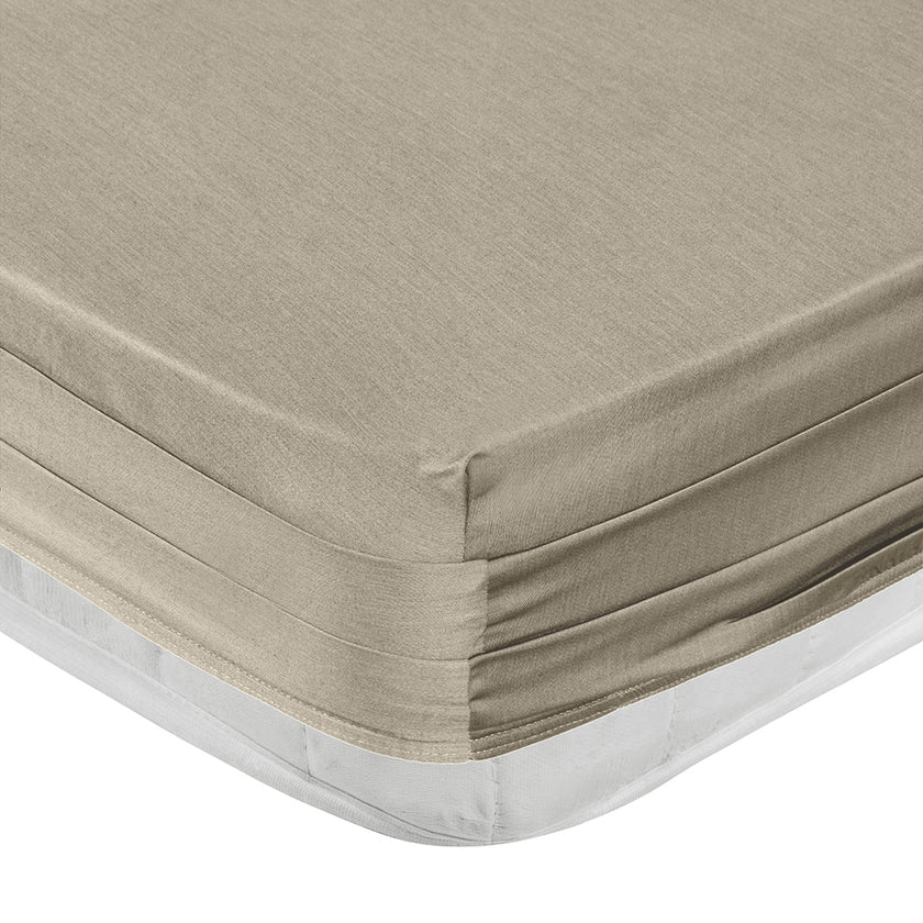 Linestyle Tek Kişilik %100 Pamuk Saten Lastikli Çarşaf 120x200+35 cm Bej