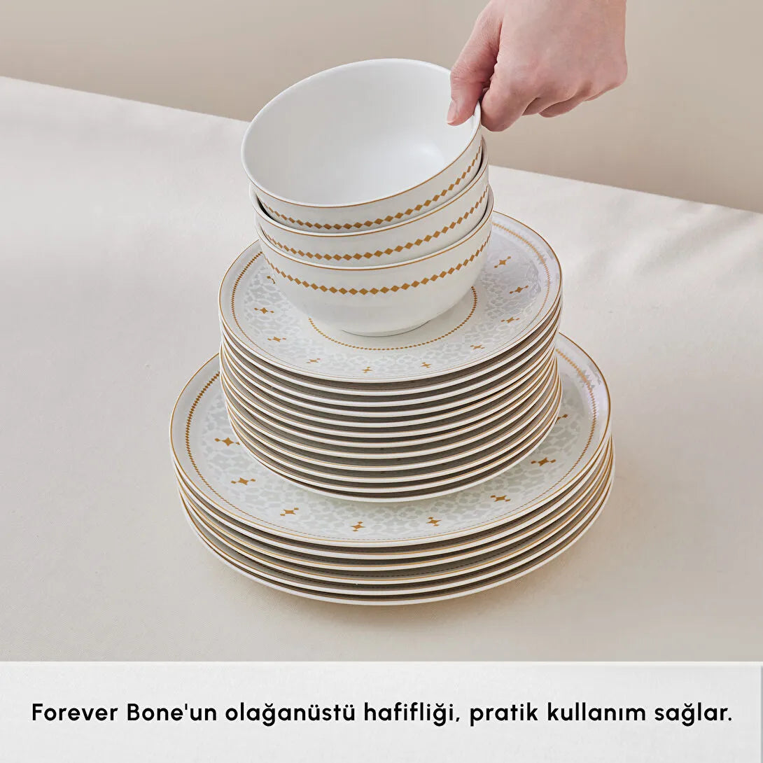 Karaca Forever Bone Endülüs 53 Parça 12 Kişilik Yemek Takımı