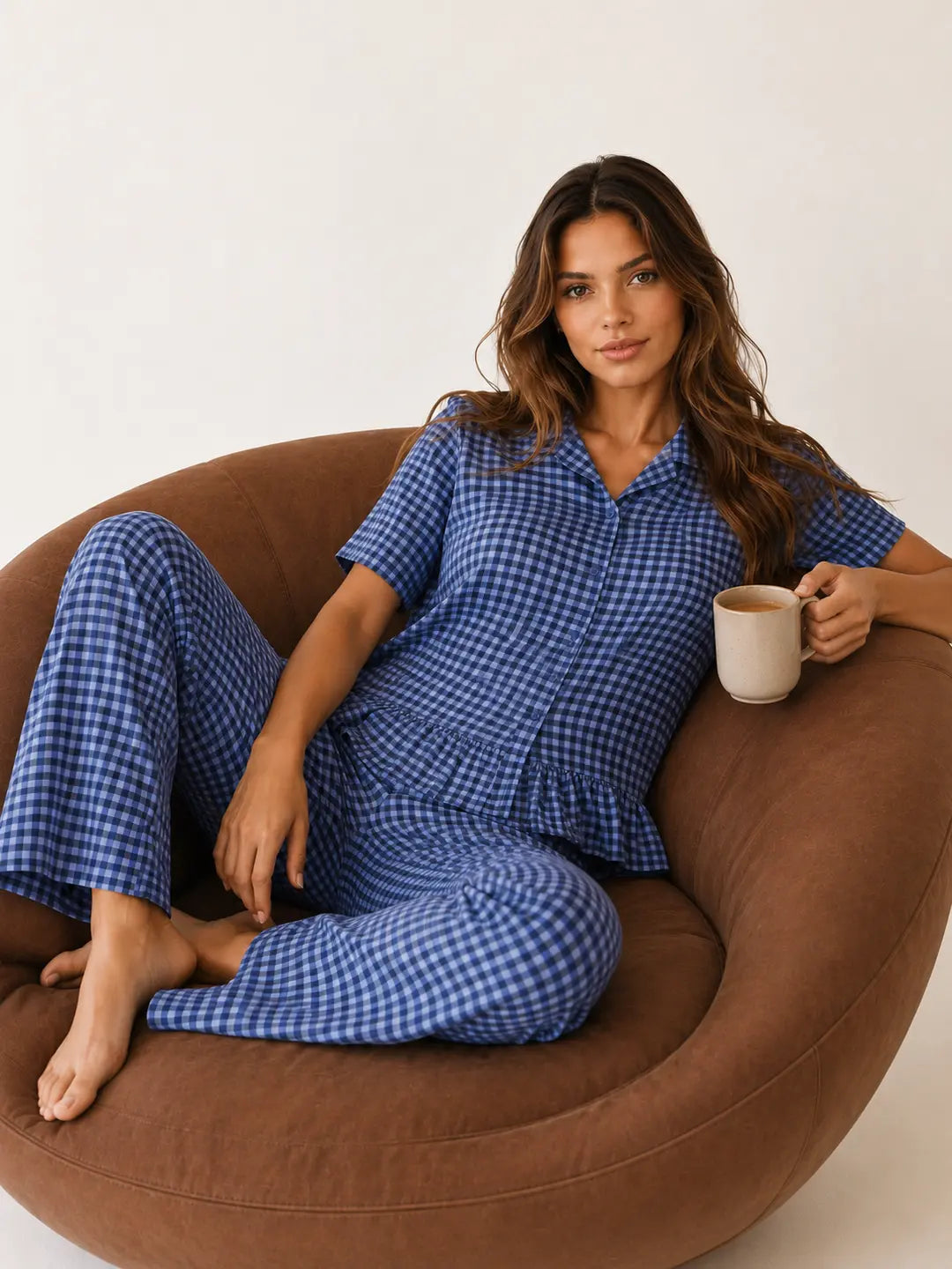 Viskon Lacivert Pötikare Pijama Takımı 61130 - Lacivert