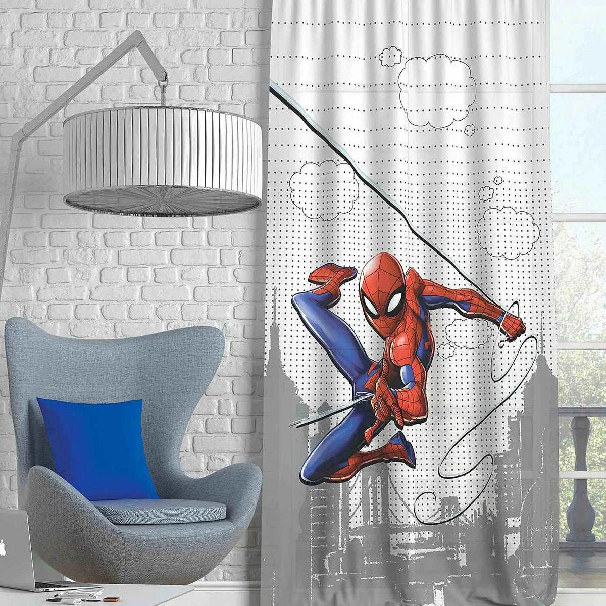 Taç Lisanslı Spiderman Action Tekli Fon Perde