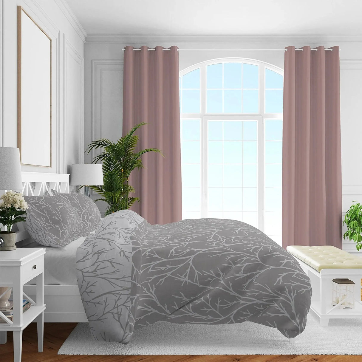 Brielle Saten Nevresim Seti 240x220+2*65x65 Gri