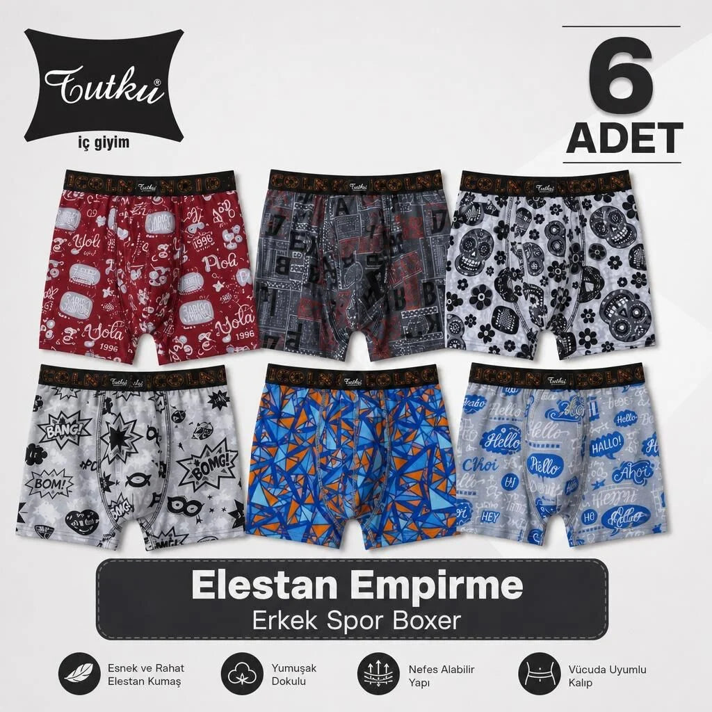 Tutku Elestan Empirme Erkek Spor Boxer 6'lı