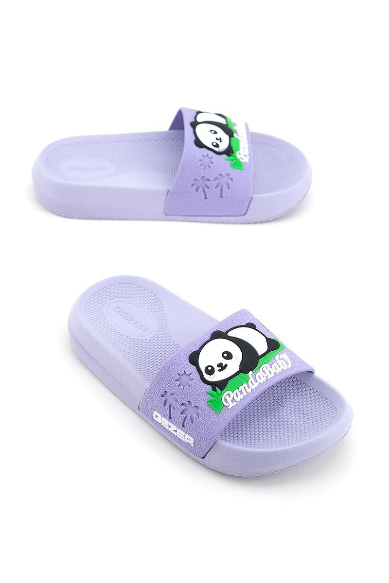 Gezer Panda Yazlık Kız Çocuk PU Islak Zemine Uygun Rahat Taban Ev Bahçe Banyo Havuz Terlik