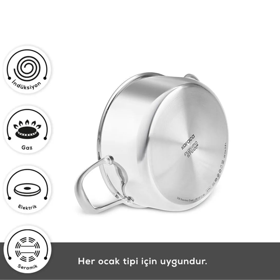 Karaca Plasma Steel 316+ 3Ply 7 Parça Tencere ve Tava Seti
