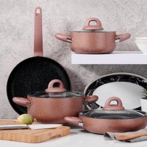 Korkmaz Bella Granit GoldRose 7 Parça Tencere Seti A2894