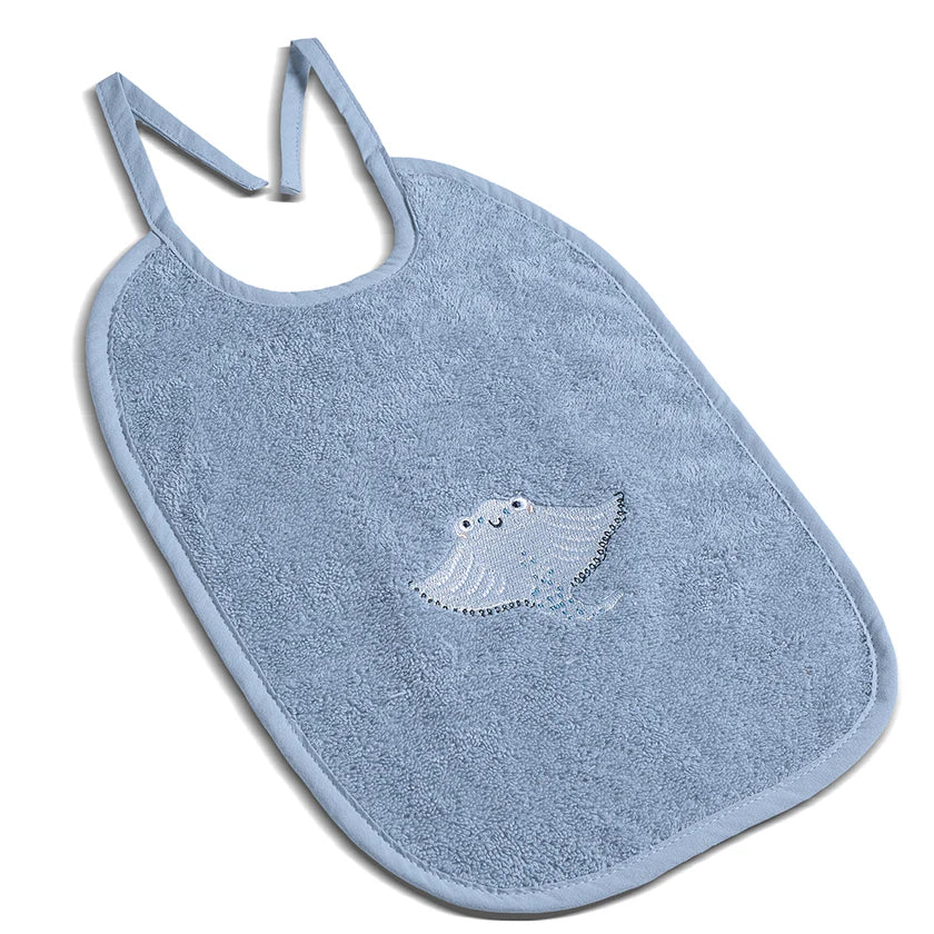Little Ray Bebek Banyo Seti %100 Pamuk Vatoz Nakışlı Açık Mavi (5 Parça)