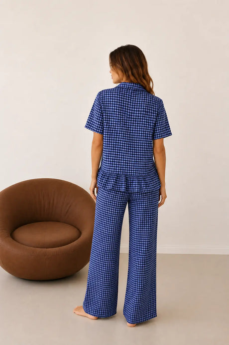 Viskon Lacivert Pötikare Pijama Takımı 61130 - Lacivert