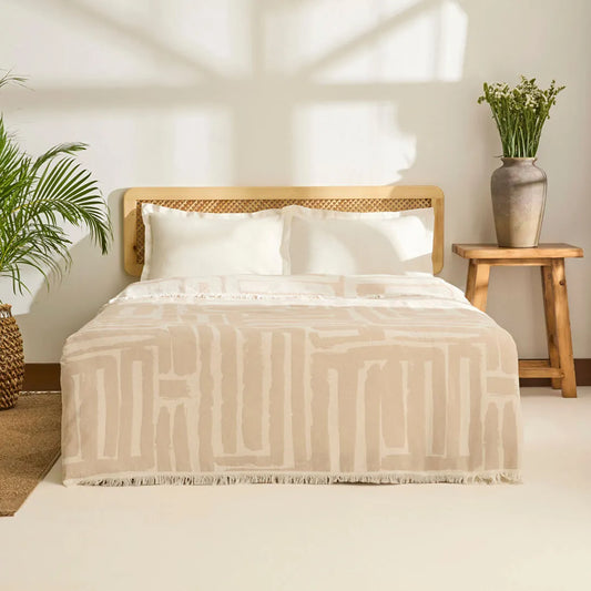 Karaca Kaşmir Home Mosy Çift Kişilik Jakar Muslin Pike Bej