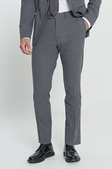Slim Fit Dar Kesim Mono Yaka Yünlü Gri Takım Elbise