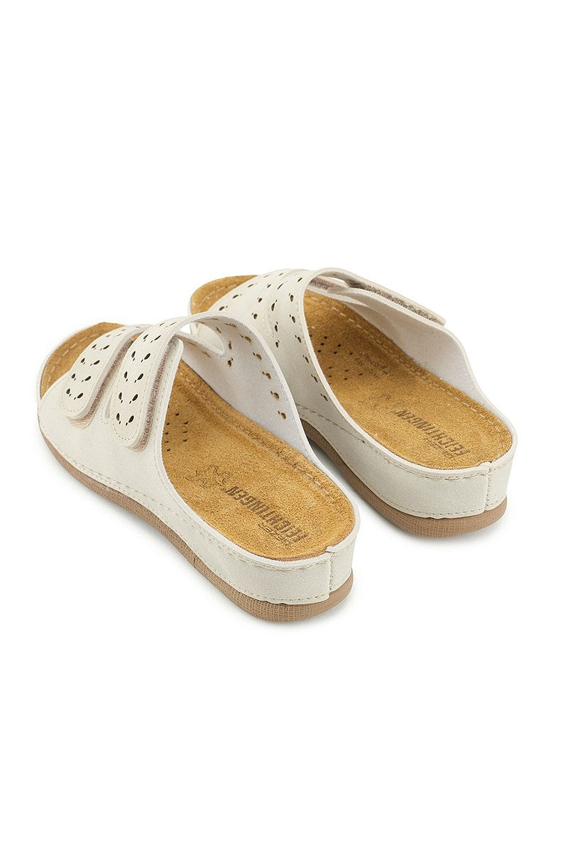 Gezer Kadın Yazlık İç Taban Hakiki Deri Cırt Cırtlı Ayarlanabilir Rahat Taban Günlük Terlik